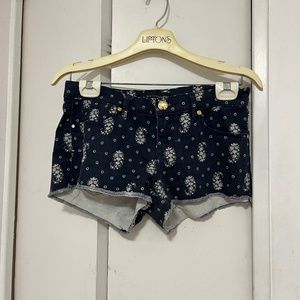 Juicy Couture Floral Denim Micro Denim Shorts Cutoffs Size 27